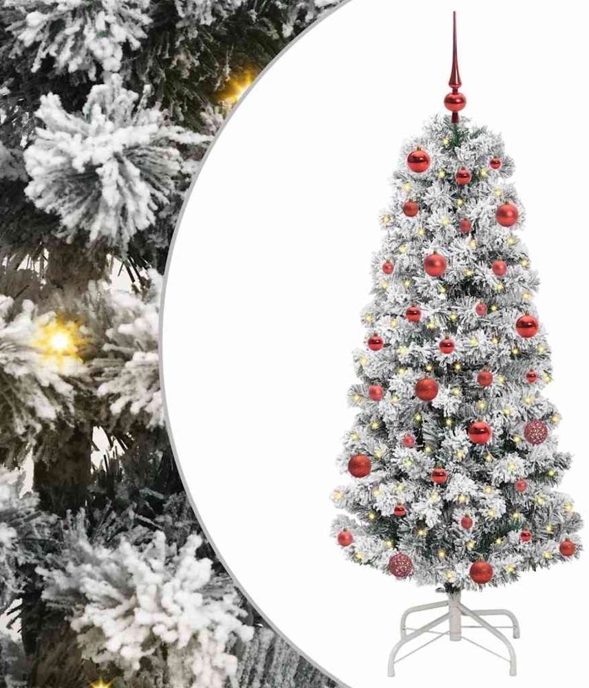 vidaXL Künstlicher klappbarer Weihnachtsbaum Grün und Weiß 150 cm 3395586 Bild 1