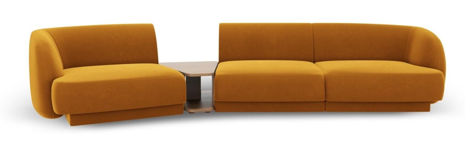 Micadoni Modulares Sofa Miley 3-Sitzer Links Samtstoff Gelb Bild 1