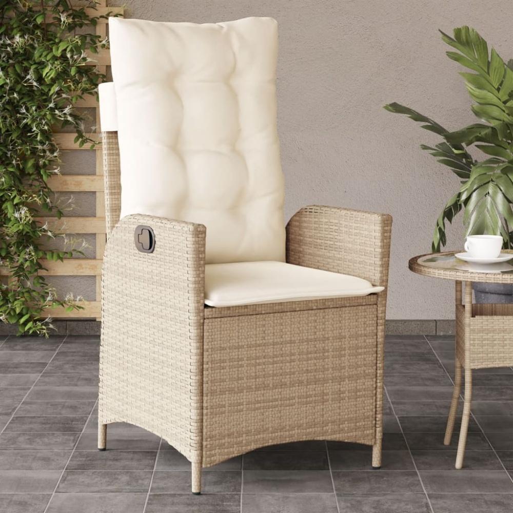 vidaXL Gartensessel mit Kissen Verstellbar Beige Poly Rattan 365260 Bild 1