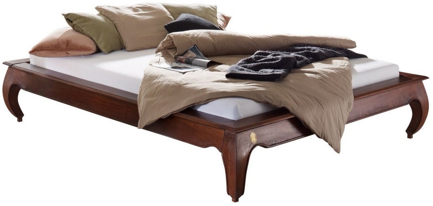 Massivmoebel24 Massivholzbett (Bett Akazie 140x200x42 nougat lackiert OPIUM #262) Bild 1