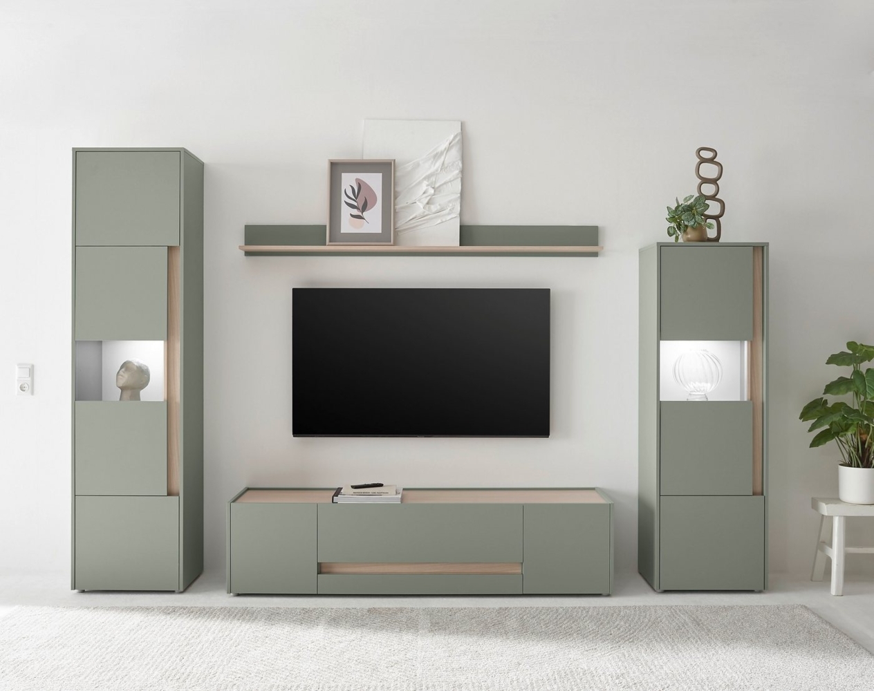 INOSIGN Wohnwand City/Giron, moderne Anbauwand, Komplettset in vielen Farben verfügbar, (Set, 4-St), enthält zwei Vitrinen, ein Lowboard & ein Wandboard Bild 1