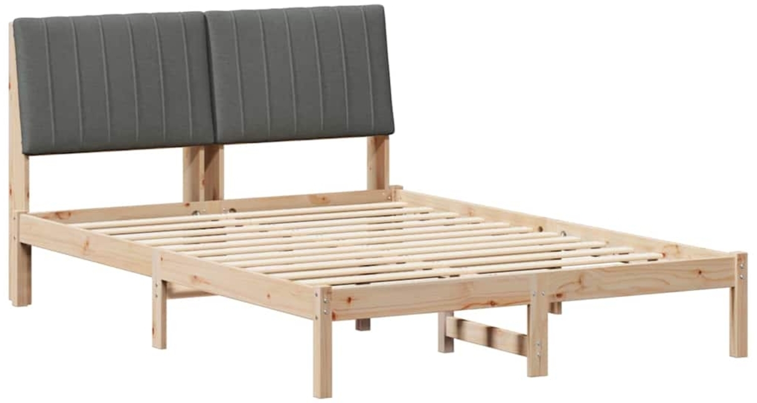 vidaXL Bettrahmen Dunkelgrau 140 x 190 cm Massives Kiefernholz 878895 Bild 1