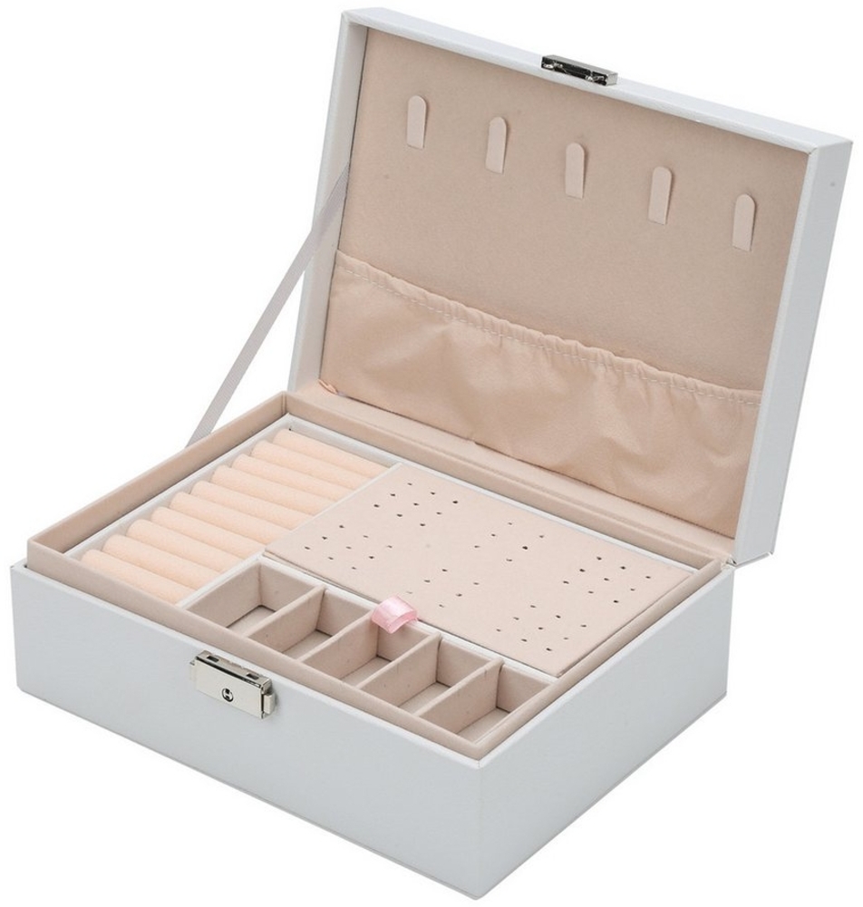 Clanmacy Schmuckkasten Schmuckkästchen, 2-lagige Schmuckschatulle, Damen Schmuckbox Bild 1