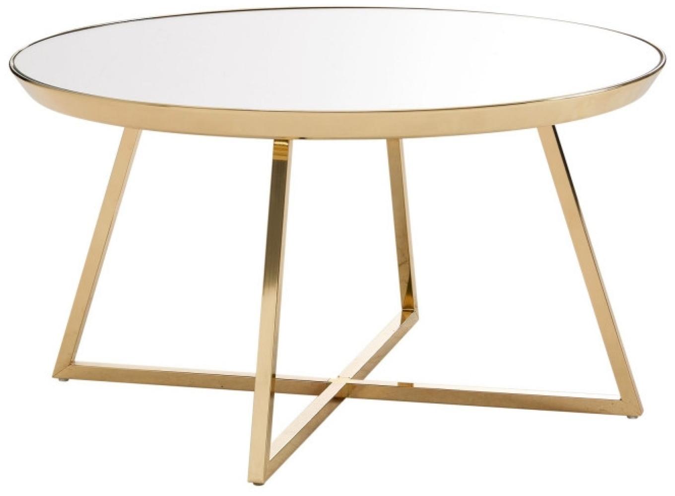 Kadima Design Couchtisch "Ogglio": Verspiegelte Tischplatte, glänzendes Metallgestell, Spiegelglas/Stahl. Gold, 76 x 76 x 41 cm Bild 1