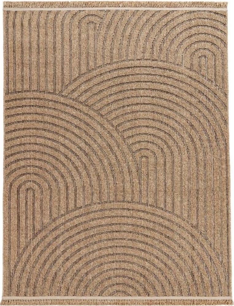 TaraCarpet Teppich Outdoor & Indoor Teppich wetterfest Borneo Premium Sisal-Jute-Optik, rechteckig, Höhe: 7 mm, Balkon Terrasse Wintergarten Welle beige Wohnzimmer Esszimmer 120X160 Bild 1