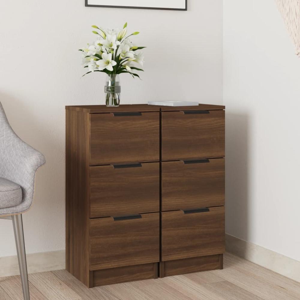 Sideboards 2 Stk. Braun Eichen-Optik 30 x 30 x 70 cm Holzwerkstoff [817017] Bild 1