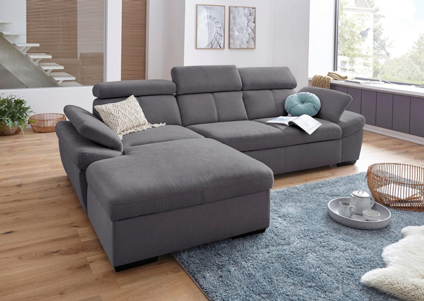 exxpo - sofa fashion Ecksofa Salerno, inkl. Kopf- und Armteilverstellung, elegant & bequem, L-Form, wahlweise mit Bettfunktion und Bettkasten, tolle Detailverarbeitung Bild 1