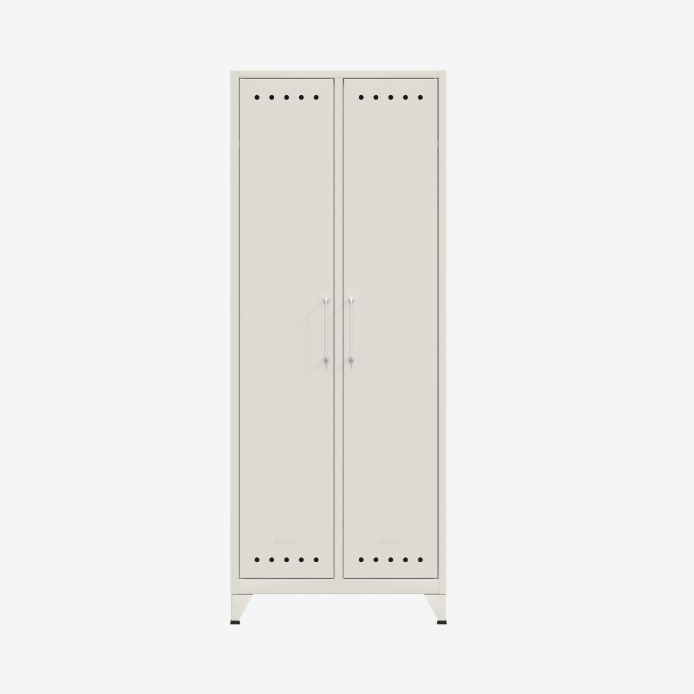 Bisley Fern Maxi Kleiderschrank, mit Kleiderstange und einem festen Fachboden, aus hochwertigem, nachhaltigem Stahl hergestellt, 16 mm große Design Lüftungslöcher auf allen Türen, moderner und industrieller Flair, mit integrierten Füßen, H 1800 x B 700... Bild 1