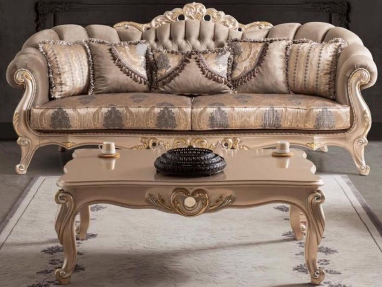 Casa Padrino Luxus Barock Wohnzimmer Sofa mit Kissen Taupe / Bronze / Gold 243x89 x H. 106 cm Bild 1