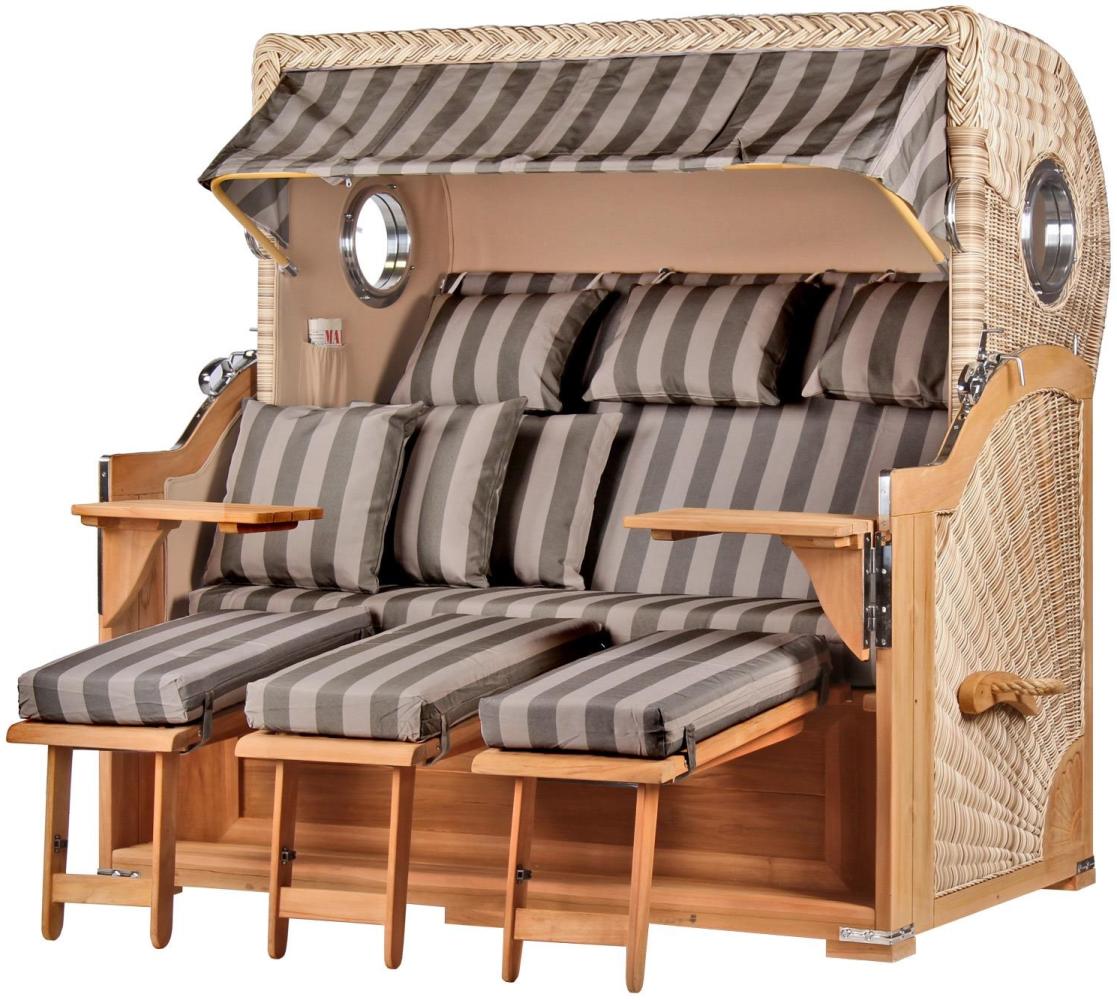 Strandkorb - bene living - Königssee Dreisitzer Teak Bullauge - PE shell - Modell 537 - inkl. Liftersystem Bild 1