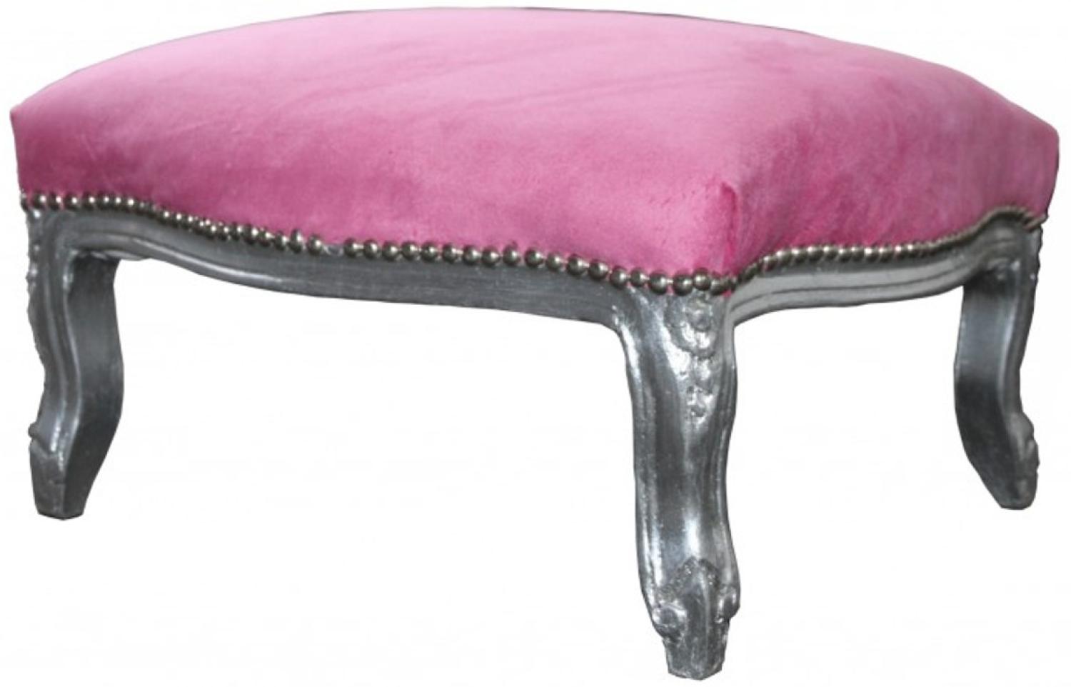 Casa Padrino Barock XXL Fußhocker Mod3 Rosa / Silber - Hocker - Antik Stil Bild 1