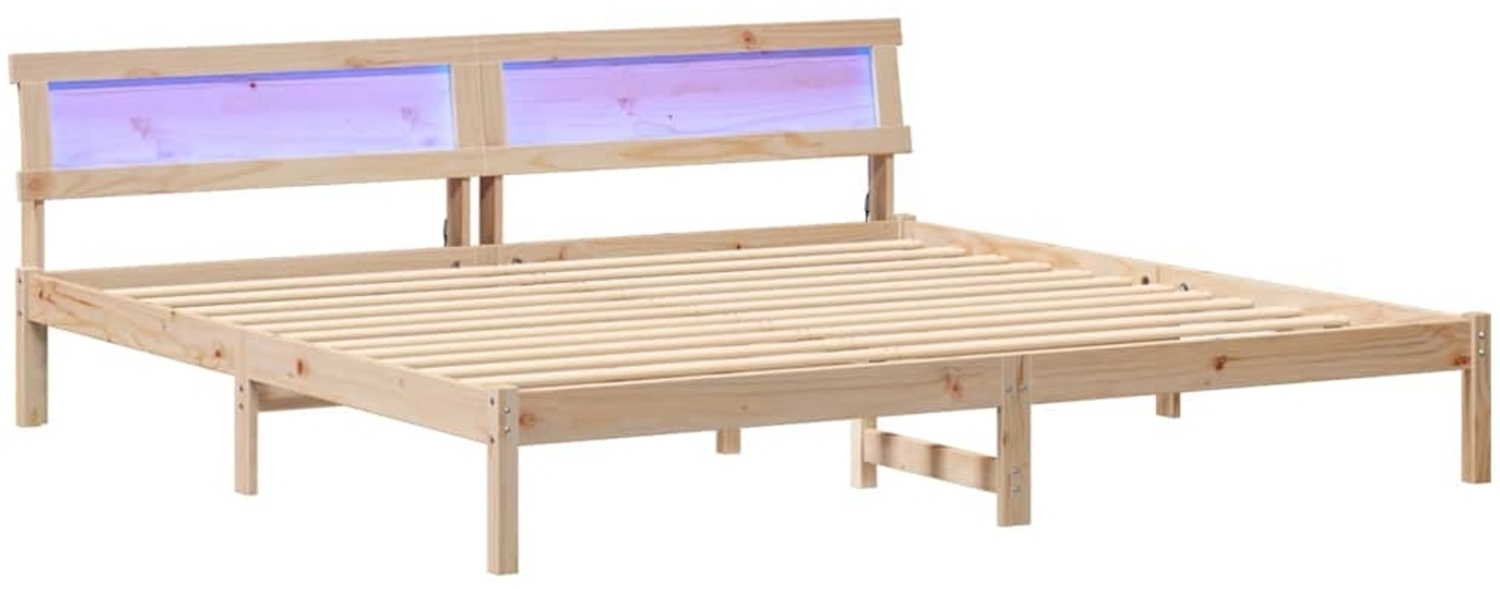 vidaXL Bettgestell mit Kopfteil Braun 200 x 200 cm Massivholz Kiefer 3385745 Bild 1