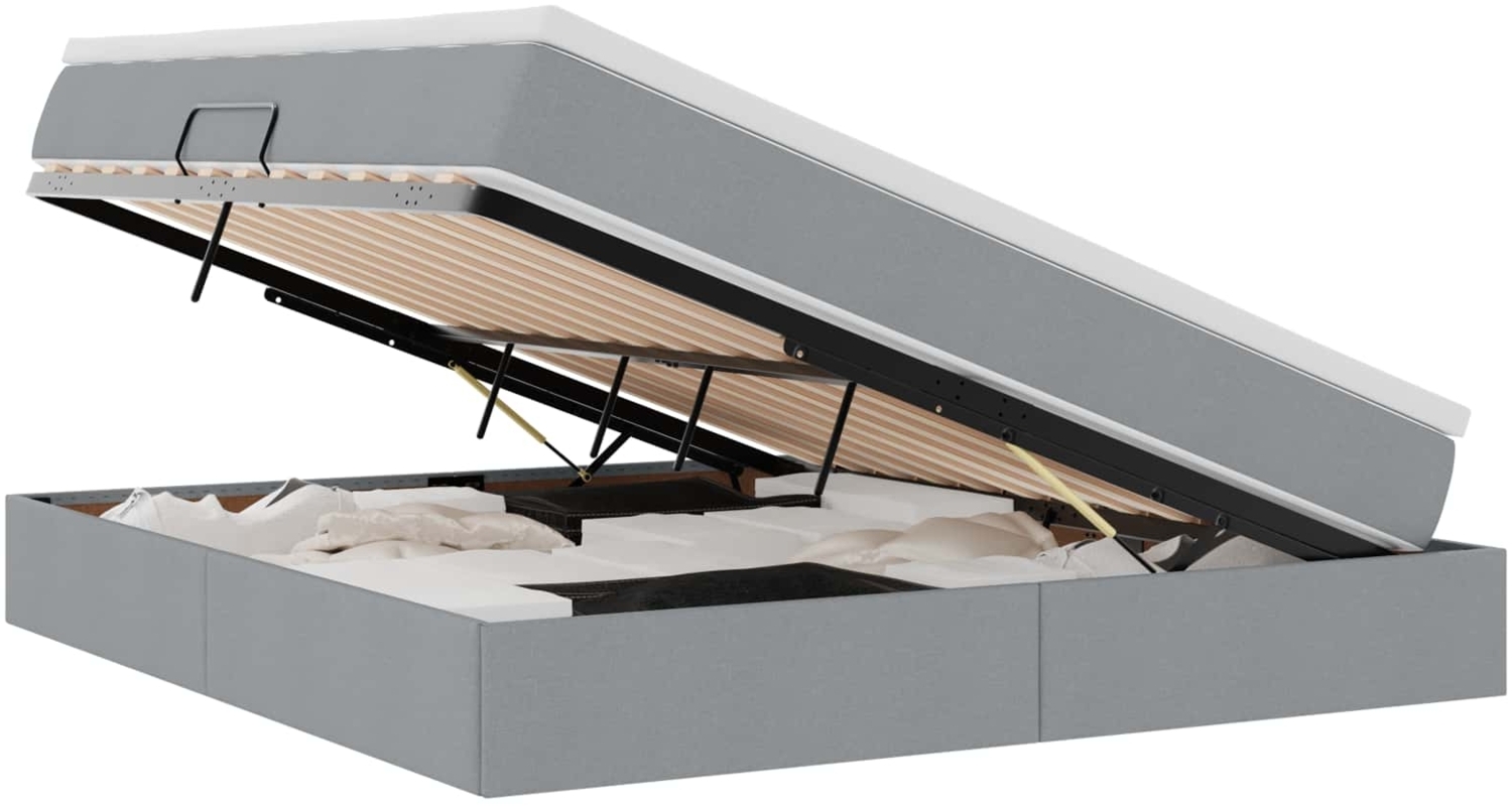 vidaXL Aufbewahrungsbett mit Matratze Hellgrau 160x200 cm Polyester 3370236 Bild 1