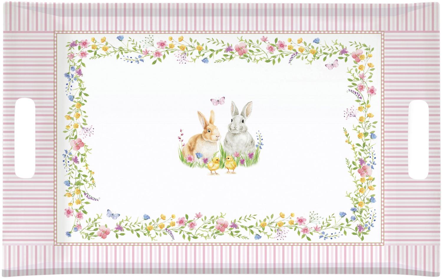 Happy Easter Tablett rechteckig 47x31cm mit Griffen Ostern bunt Kunststoff Bild 1