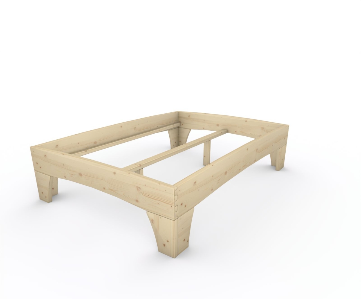 Holzbett (Fichte) "Rosi" 140 x 200 cm 48 cm ohne Kopfteil Massivholzbett Bett Bild 1