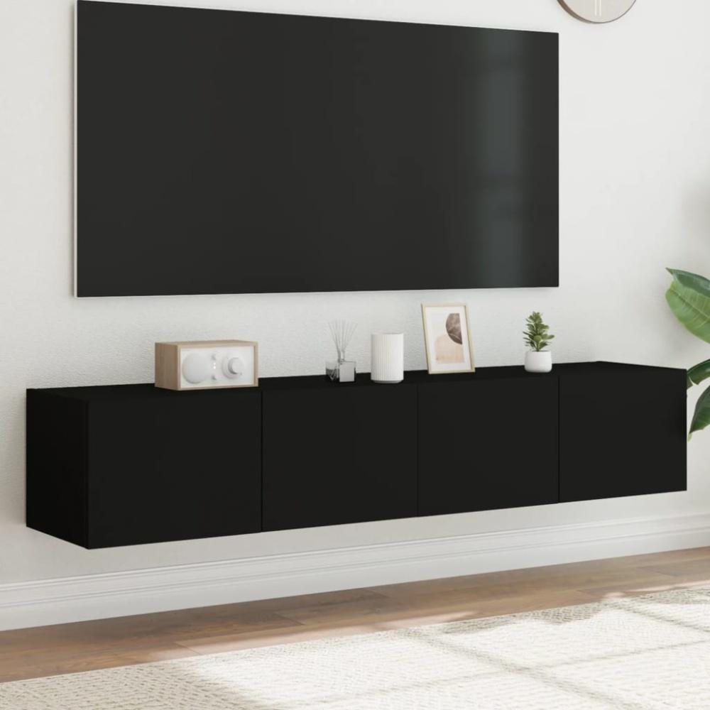 vidaXL TV-Wandschränke mit LED-Leuchten 2 Stk. Schwarz 80x35x31 cm 837284 Bild 1