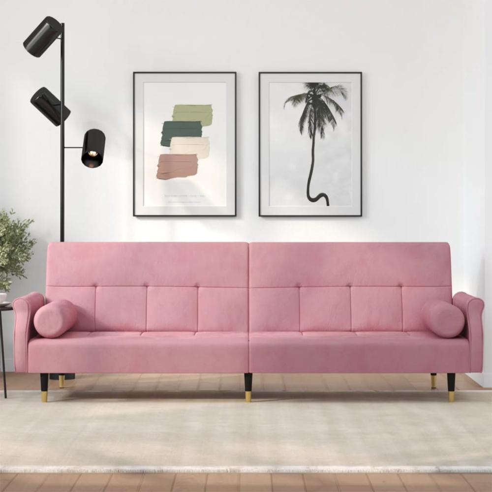 vidaXL Schlafsofa mit Kissen Rosa Samt Bild 1