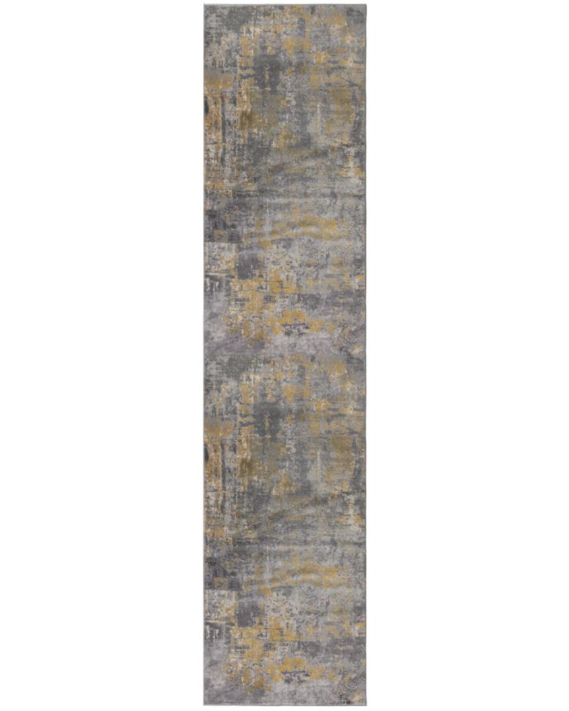 Kadima Design "Dee" Abstrakte Kunst-Teppiche in Premium-Qualität. Farbe: Gelb-Grau, 80x300 cm Bild 1