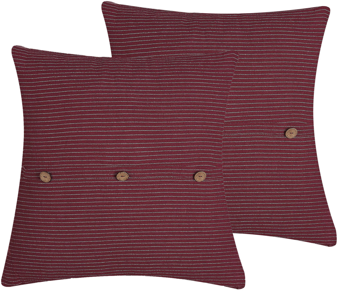 Kissen 2er Set CAMPANULA Bouclé 43 x 43 cm Streifen Rot Bild 1