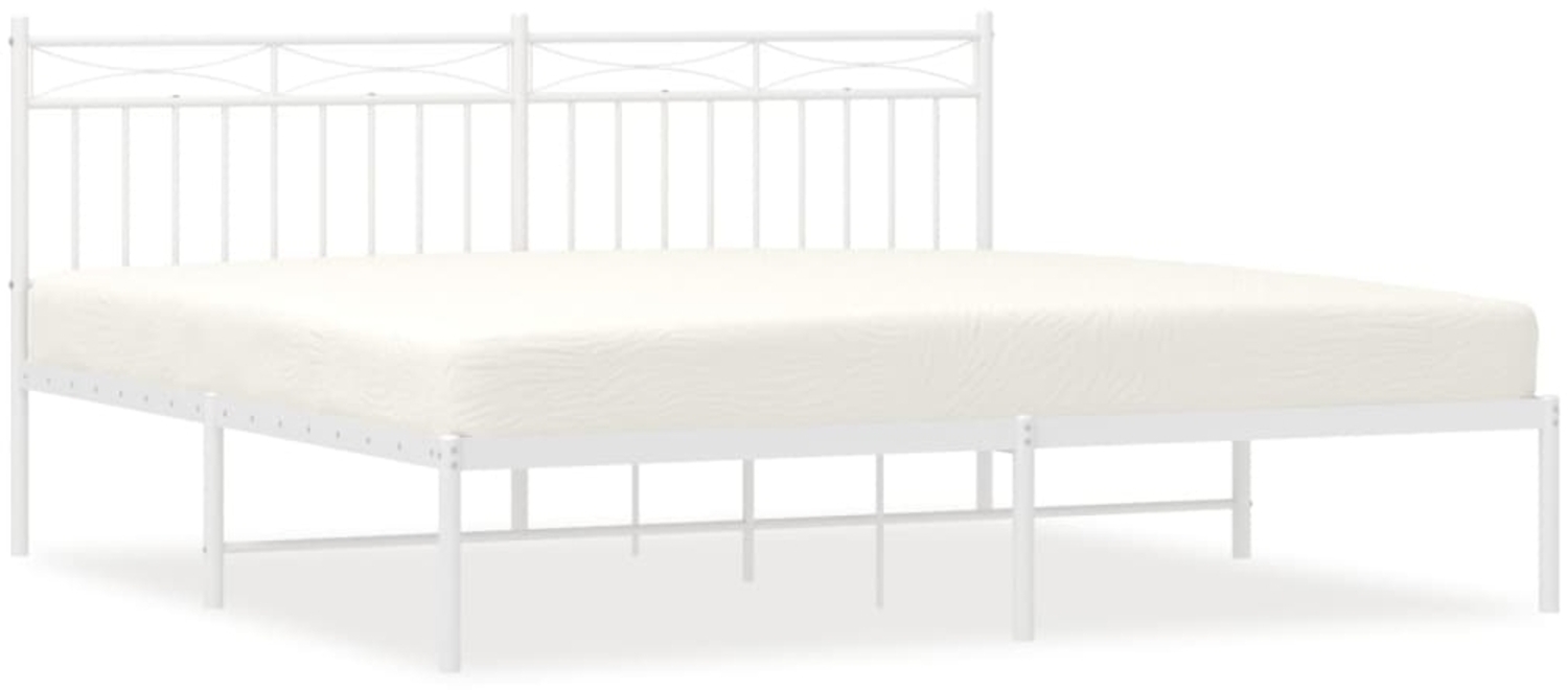 vidaXL Bettgestell mit Kopfteil, Metall, Weiß, 183x213 cm Bild 1