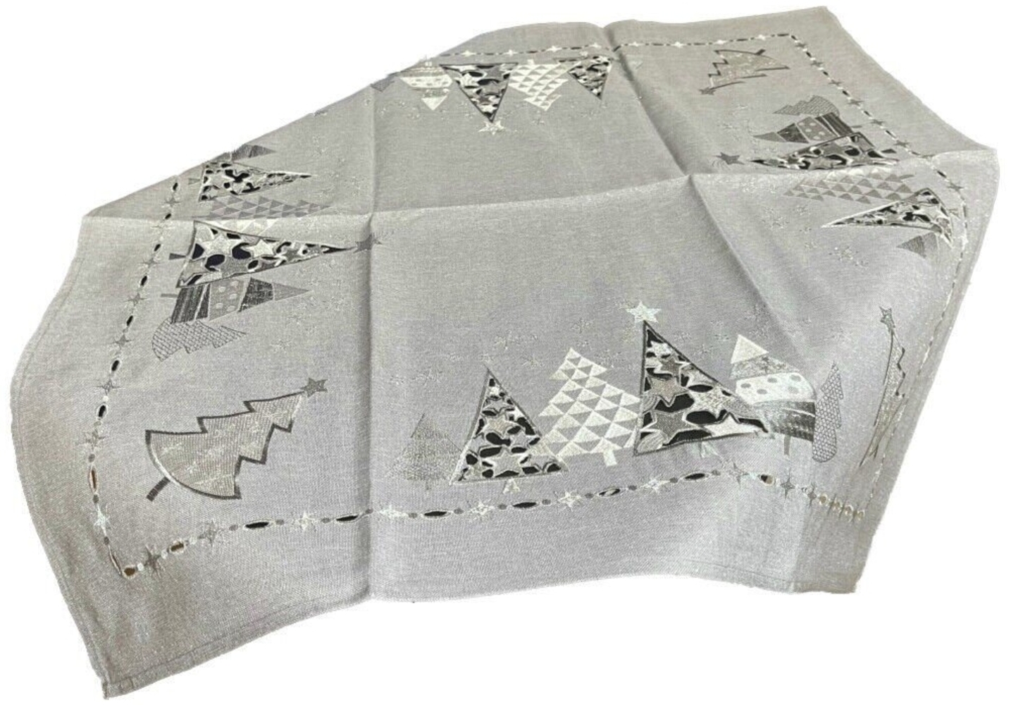 Westernlifestyle Mitteldecke Graue Weihnachtsdecke mit Glitzereffekt Bild 1