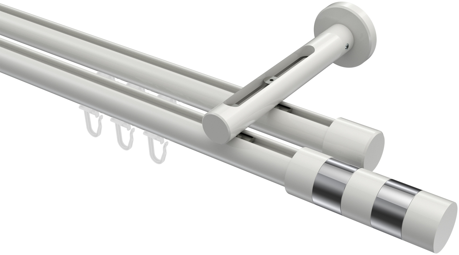 Innenlauf-Gardinenstangen-Set Siteno Mavell 100 cm, 2-läufig, 20 mm Ø Weiß Bild 1