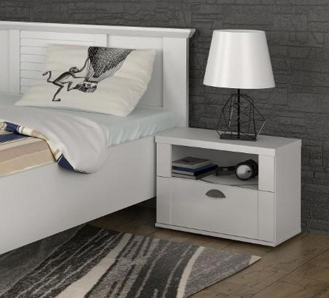 Nachtkonsole Nachttisch Beistelltisch Nachtschrank Schlafzimmer weiß 55cm Bild 1