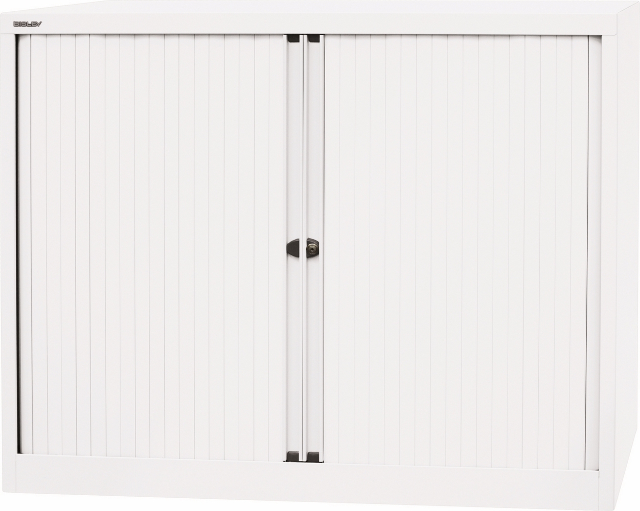 BISLEY Rollladenschrank in verkehrsweiß abschließbar Schrank aus Metall Rolladen aus Kunststoff inkl. 2 Einlegeböden, ET412102S-PWW696 Bild 1