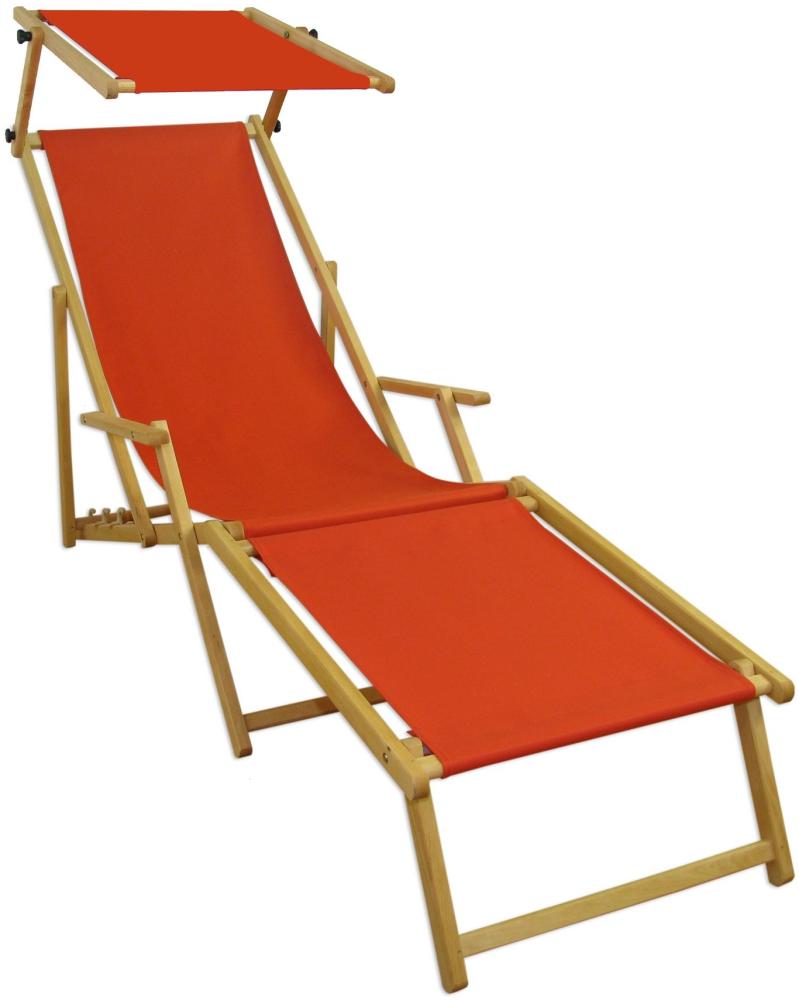 Holz-Liegestuhl Strandliege mit viel Zubehör nach Wahl, Stofffarbe terracotta V-10-309N Bild 1