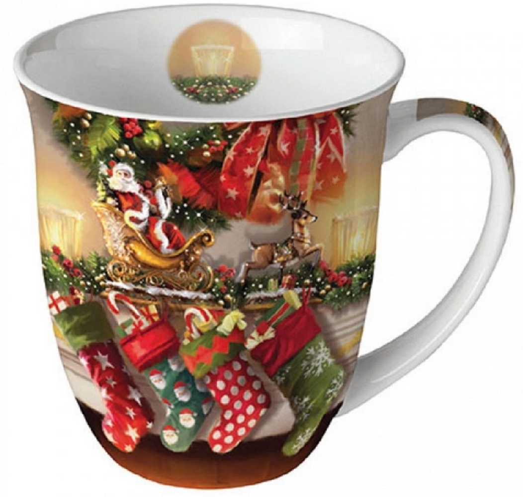 Ambiente Luxury Paper Products Becher Weihnachtsbecher- Silvester - Herbst / Winter Tee - Kaffee Tasse, Porzellan Aquarell, Sterne, Weihnachtssterne, Kollektion, Mug, Weihnachten, Geschenkartikel Bild 1