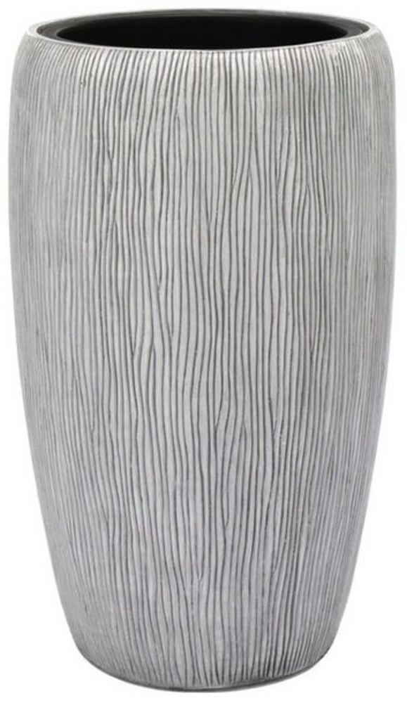 Flingora Bodenvase Paola, mit Einsatz - Indoor & Outdoor - Rillenstruktur Grauweiß - Höhe 51 cm Bild 1