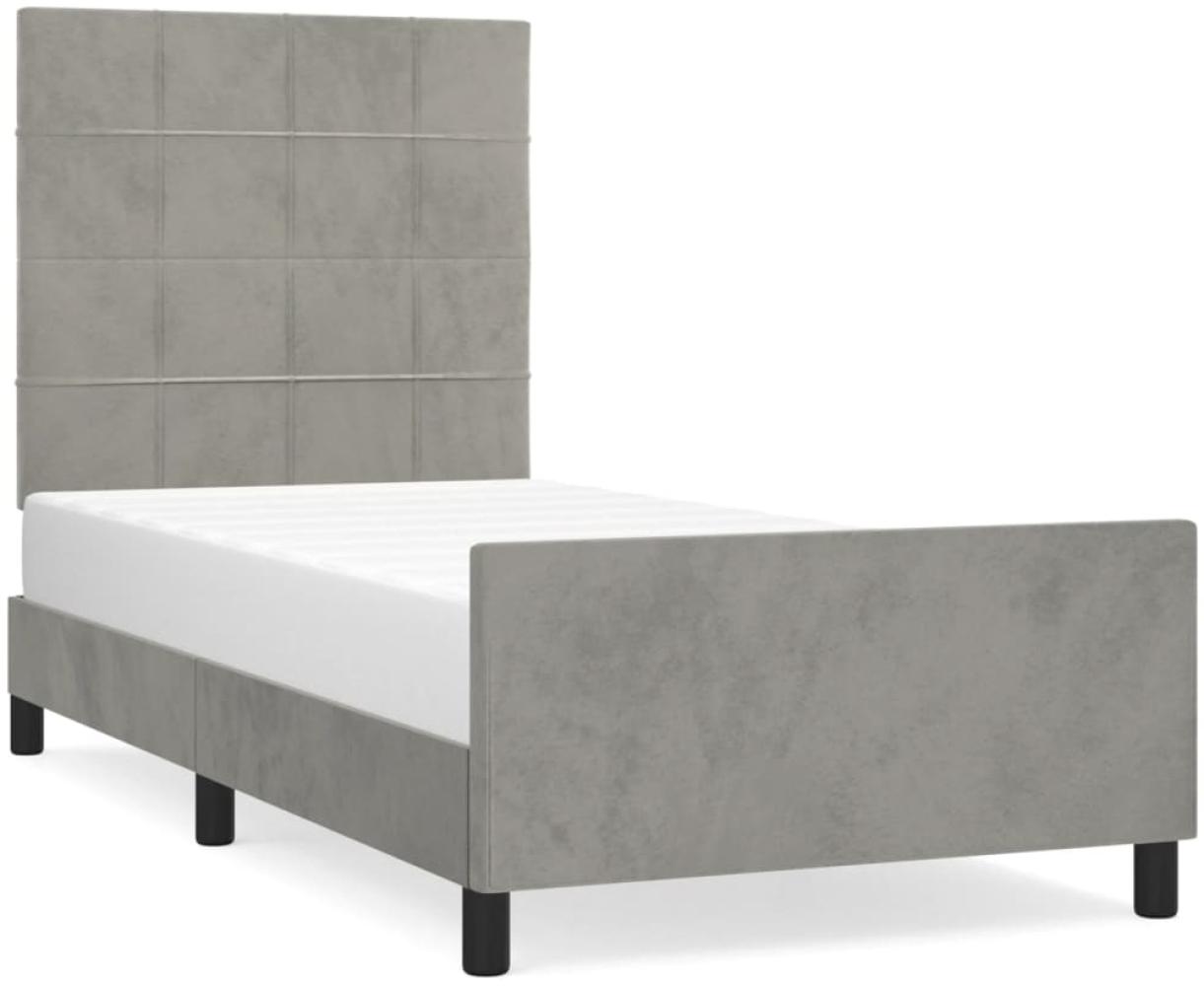 Bettgestell mit Kopfteil Samt Hellgrau 90x200 cm, Härtegrad: H2 [3125733] Bild 1