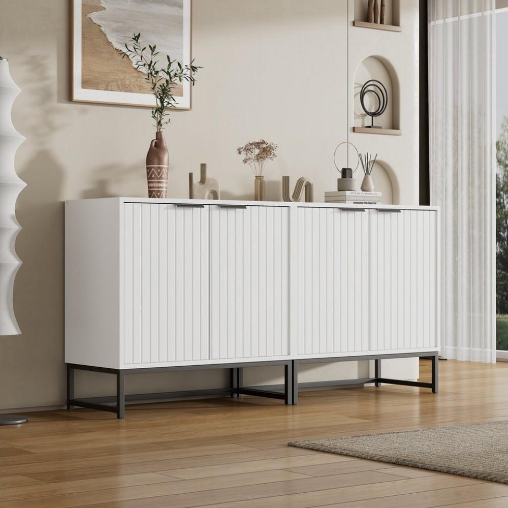 OKWISH Sideboard Aufbewahrungsschrank (mit 2 Türen Lagerung Schrank mit Metallgriffen und Rahmenbeinen, 1 St) Bild 1