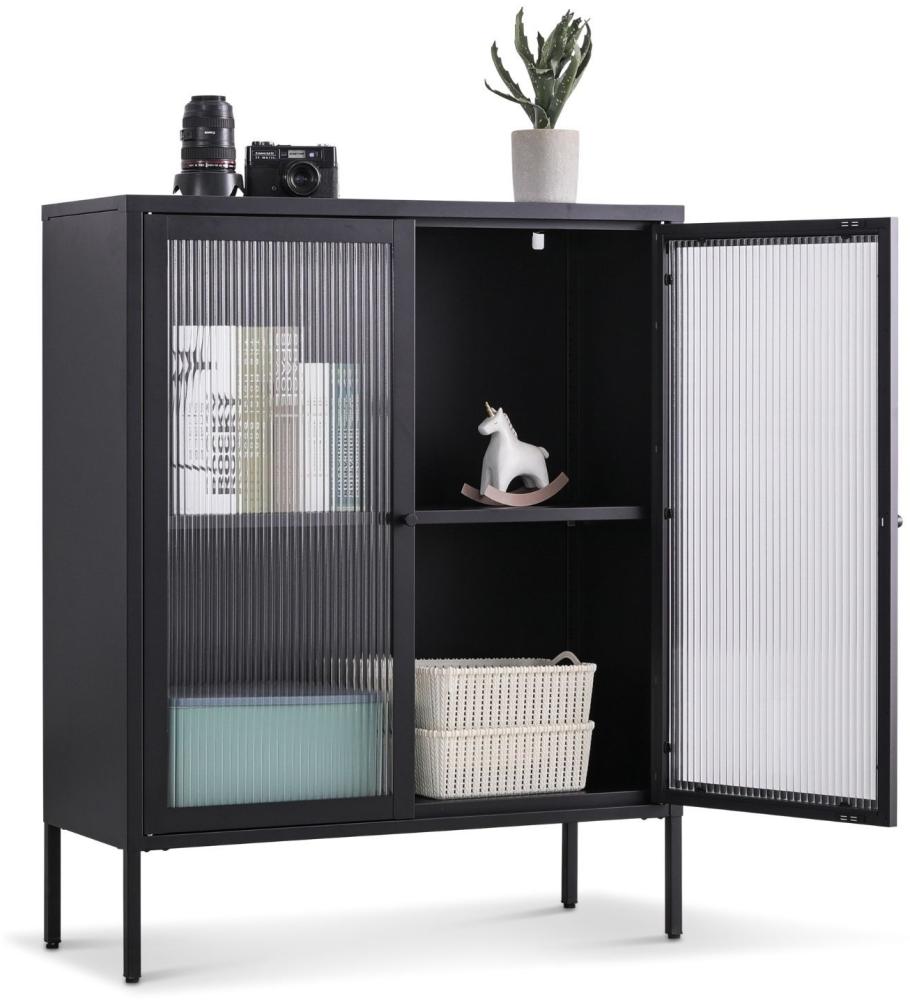 Coemo Highboard Tokio aus Metall mit Glastüren Schwarz Bild 1