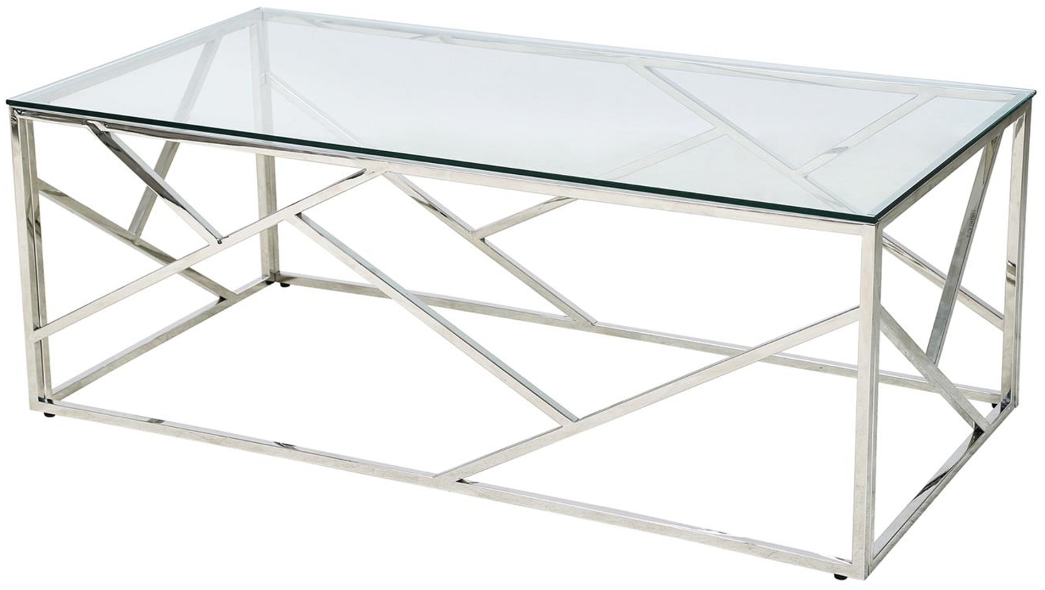 Couchtisch 160 x 60 cm aus Glas mit Designgestell in Silber Bild 1