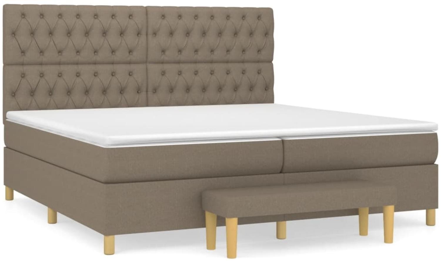 vidaXL Boxspringbett mit Matratze Taupe 200x200 cm Stoff, Härtegrad: H2 [3137425] Bild 1