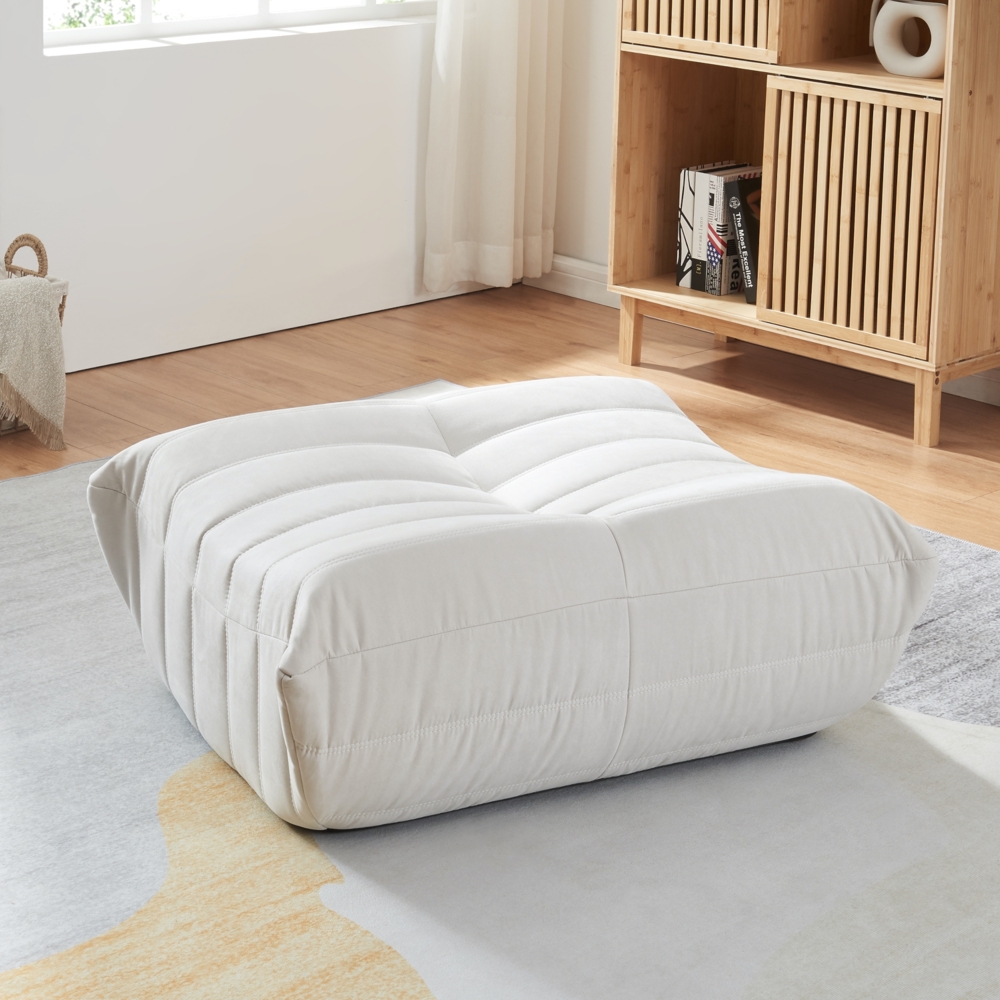 Fußhocker Kodsø 35x80x65 cm Mikrofaser Beige [en. casa] Bild 1