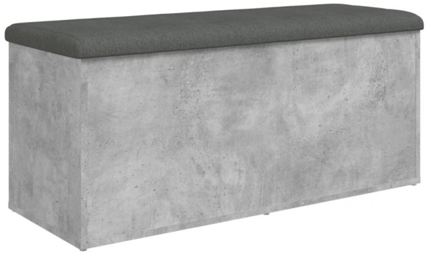 Sitzbank mit Stauraum, Holzwerkstoff, Betongrau,102x42x45 cm Bild 1