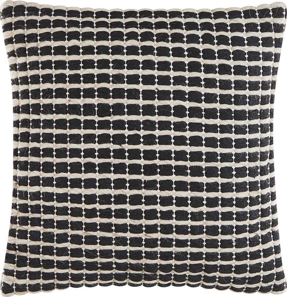 Dekokissen YONCALI Bouclé 45x45 cm Kariert Schwarz-Weiß Bild 1