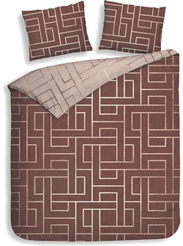 Heckett & Lane Twill Bettwäsche 155x220 Roja red Labyrinth Linien Wende rot Bild 1