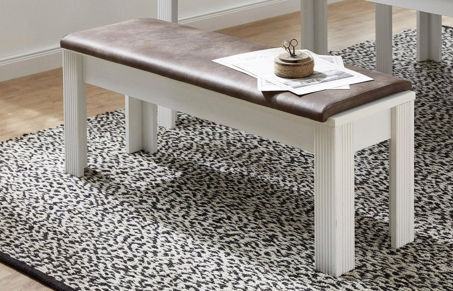 Bank Jena / Jasmin, Holzwerkstoff, Braun, Weiß, 126 x 48 x 41 cm Bild 1