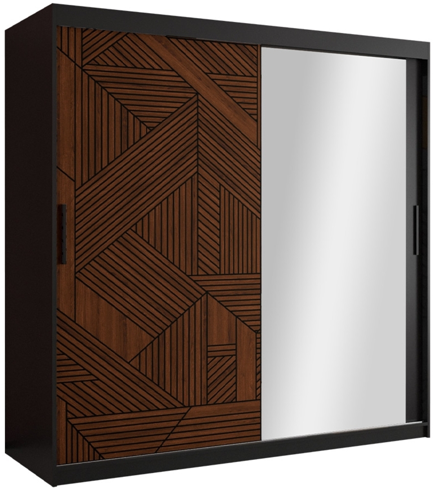 Kleiderschrank Monkis II 180 cm (Farbe: Schwarz Matt / Dunkel Nuss, mit Schubladen ) Bild 1