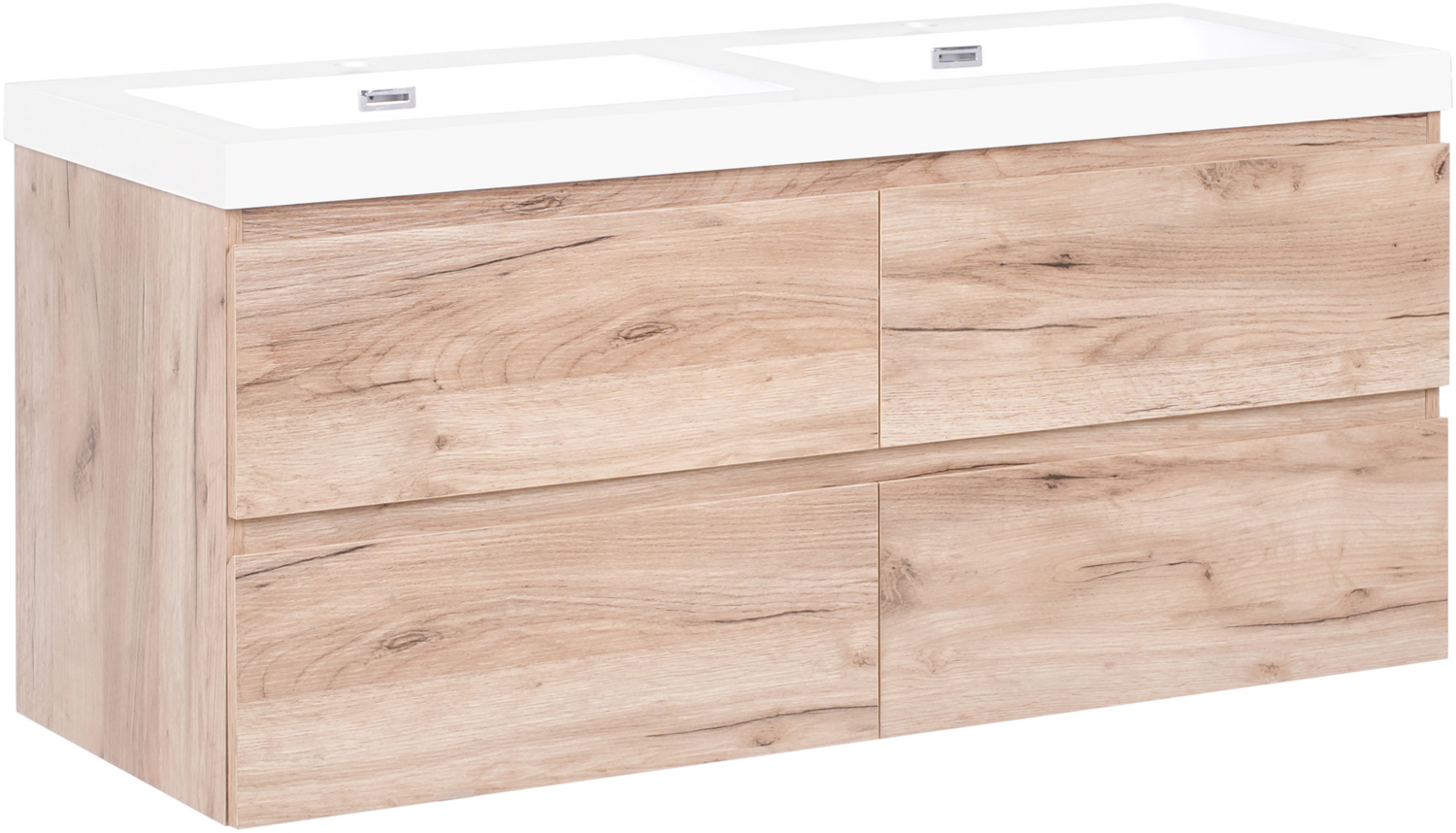 Wandmontierter Waschbeckenunterschrank mit Doppelwaschbecken RANCO 120 cm Hellbraun Bild 1