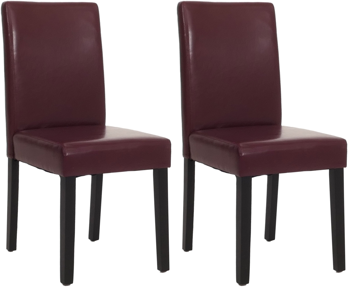 2er-Set Esszimmerstuhl Stuhl Küchenstuhl Littau ~ Kunstleder, rot, dunkle Beine Bild 1