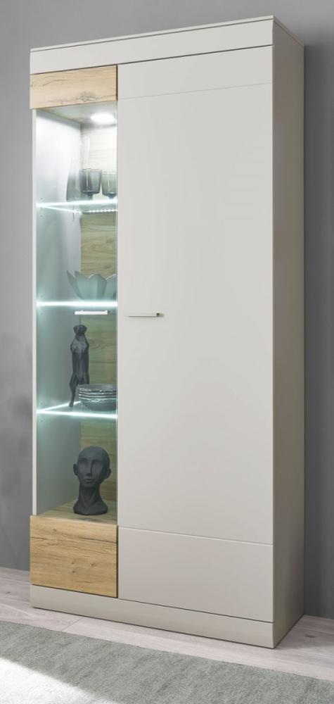 Vitrine Griego in grau matt und Eiche 90 x 199 cm Bild 1