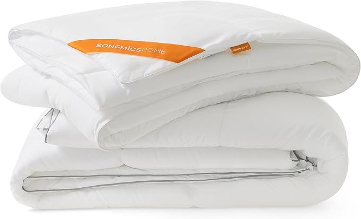 Songmics HOME Bettdecke, 2-in-1, 135 x 200 cm, 150 GSM Sommerdecke, 350 GSM Winterdecke, 500 GSM ganzjährige Decke, 4 Jahreszeiten, wolkenweiß Bild 1