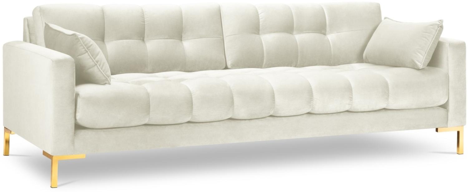 Micadoni 4-Sitzer Samtstoff Sofa Mamaia | Bezug Light Beige | Beinfarbe Gold Metal Bild 1