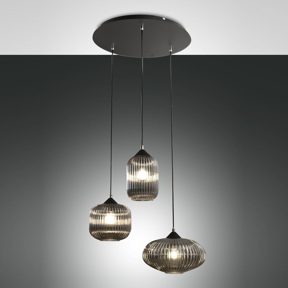 Fabas Luce 3662-47-126 Pendelleuchte Nordal 3-flammig grau schwarz E27 Bild 1