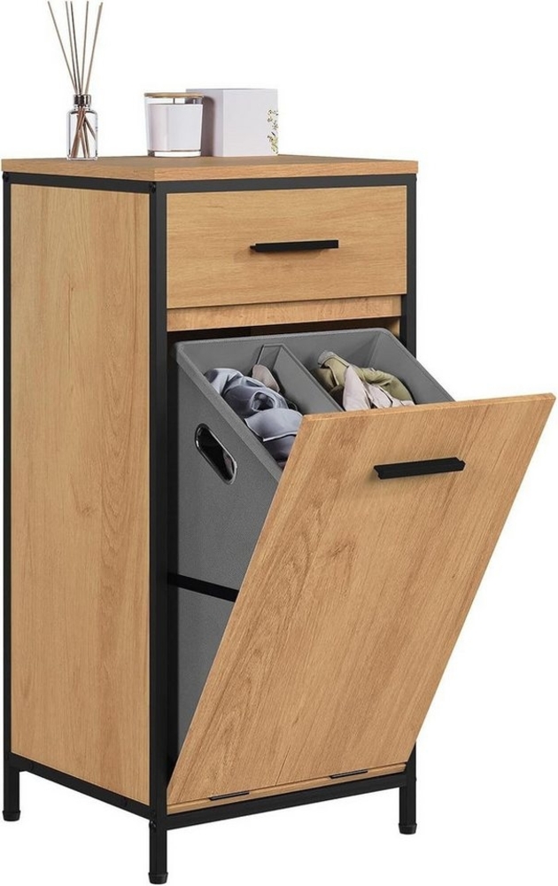 EUGAD Badkommode (1 St), Badezimmerschrank mit faltbarem Wäschesack, 38x80x34cm Bild 1