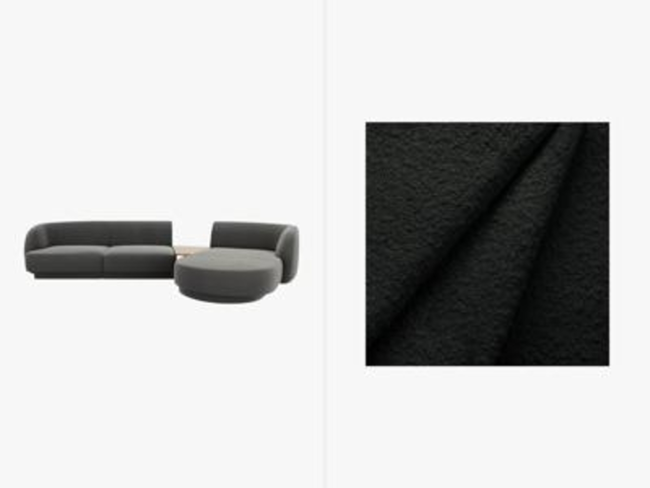 Micadoni Modulares Sofa Links Miley mit Recamiere 3-Sitzer Rechts Boucle Schwarz Bild 1